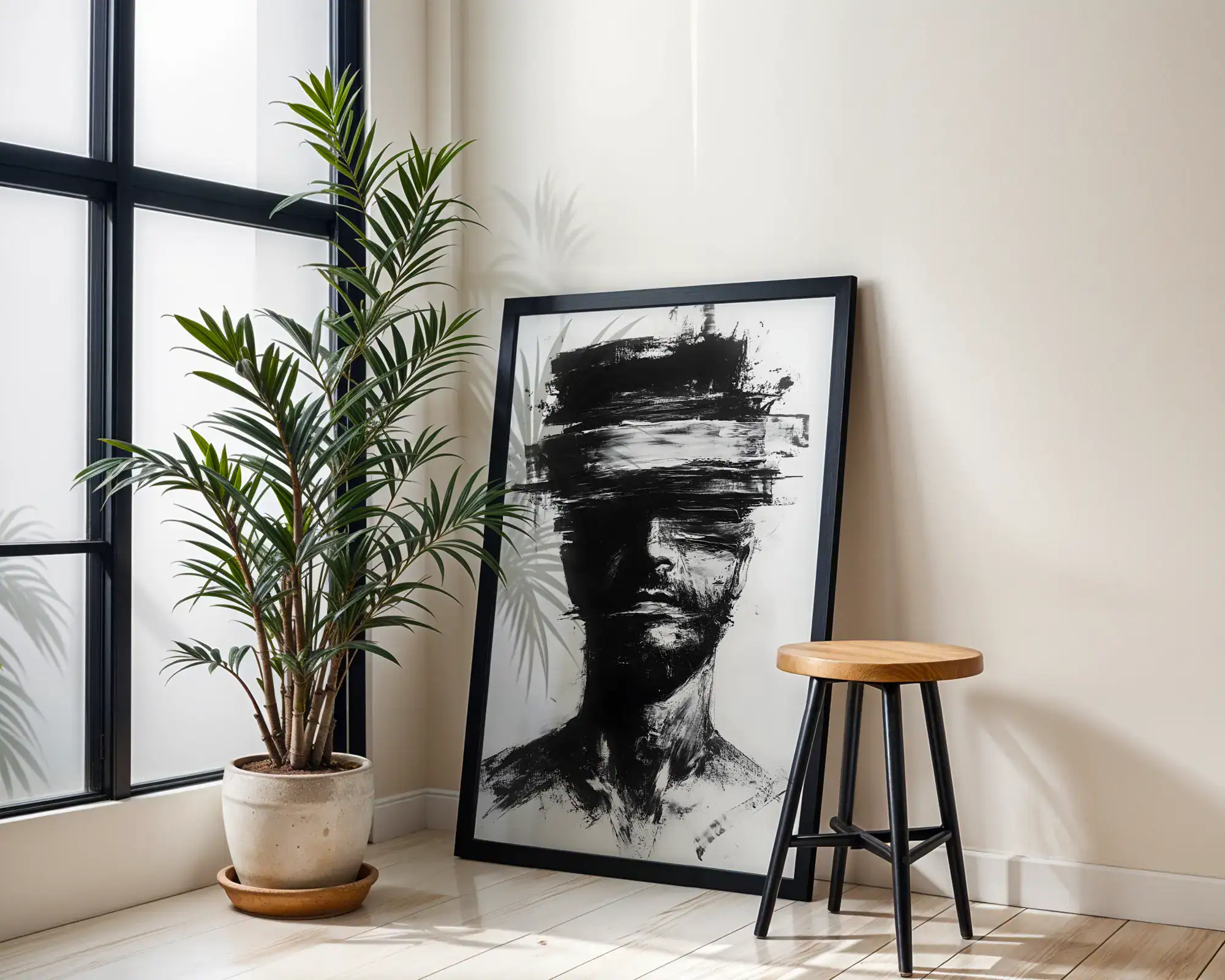 Siyah Beyaz Yüz Tasarım Tablo - Görsel 2