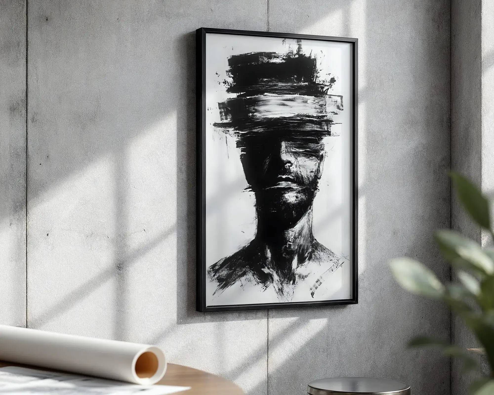 Siyah Beyaz Yüz Tasarım Tablo - Görsel 3