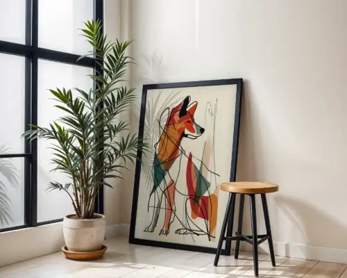 Minimalist Çizgili Köpek Figürü