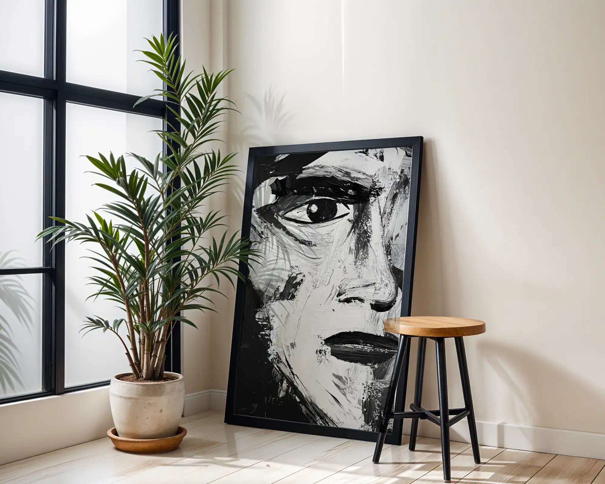 Siyah Beyaz Yüz Detay Tablo - Görsel 2
