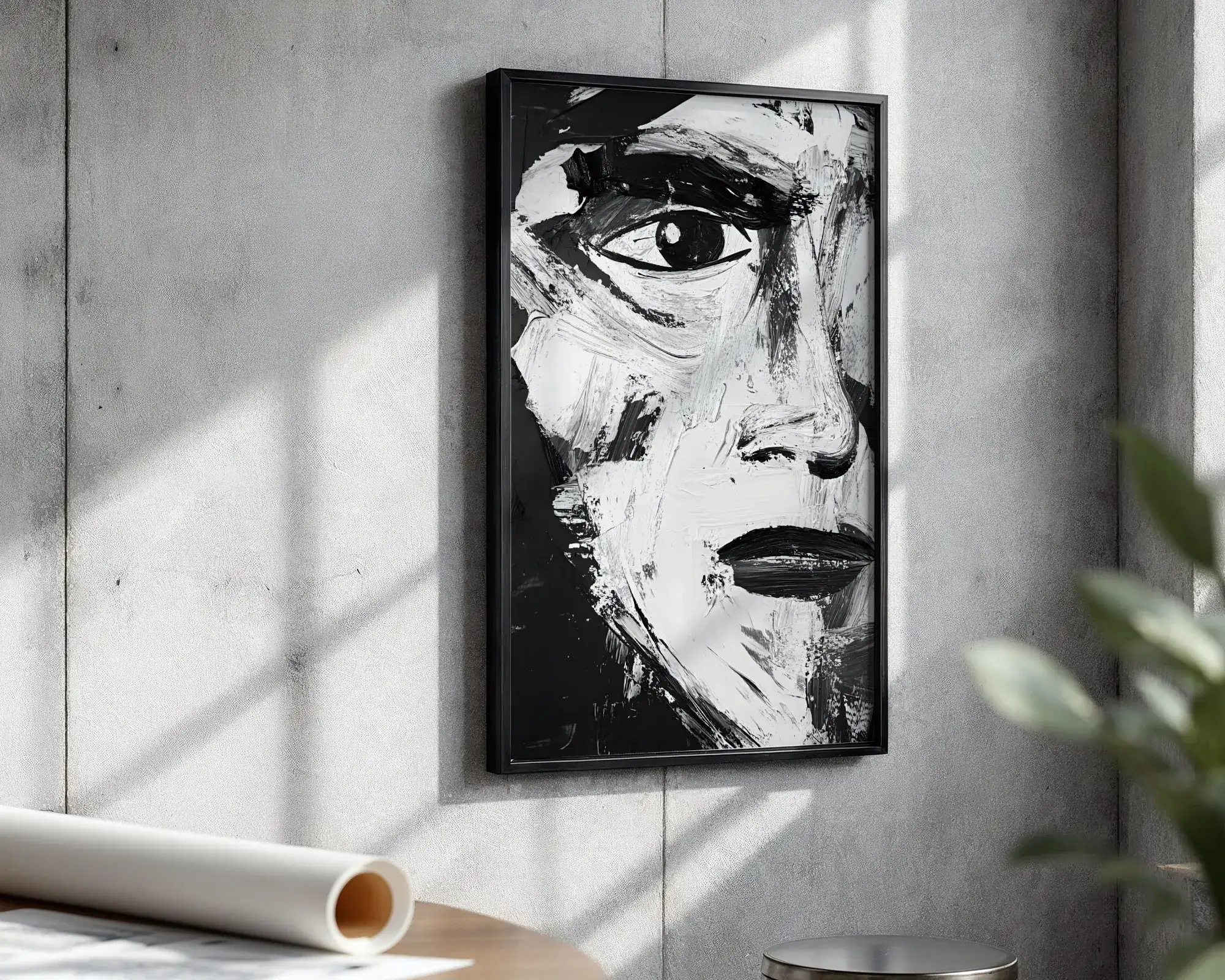 Siyah Beyaz Yüz Detay Tablo - Görsel 3