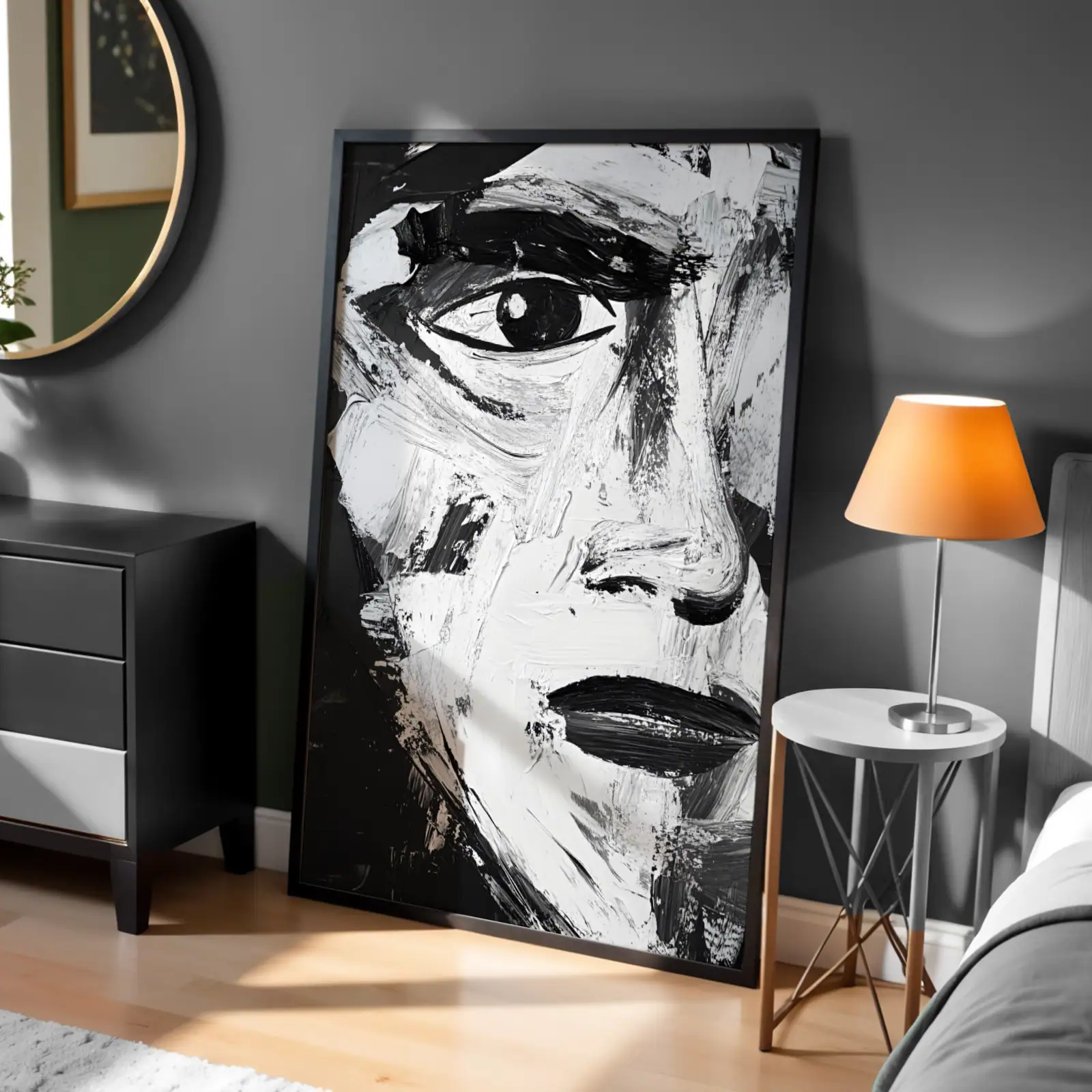 Siyah Beyaz Yüz Detay Tablo