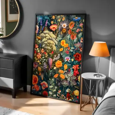 Renkli Çiçek Buketi Tablo Modern Tasarım