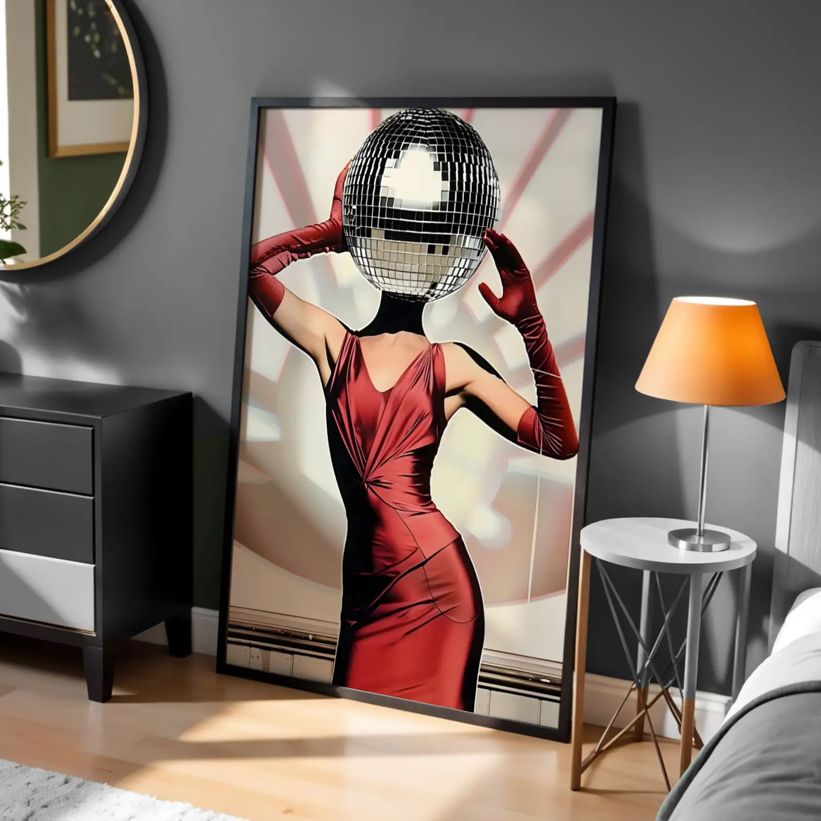 Red Dress Disco Topu Detay Tasarım Tablo