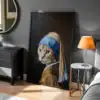 İnci Küpeli Sarı Kedi Tablo