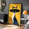 Siyah Kedi Sarı Renk Detay Tablo