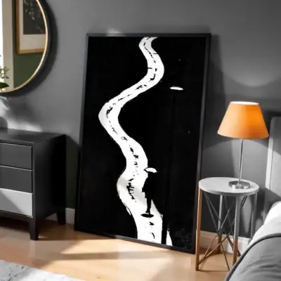 Siyah Beyaz Yol Detay Dekoratif Tablo