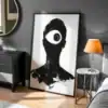 Siyah Beyaz Tek Göz Dekoratif Tablo