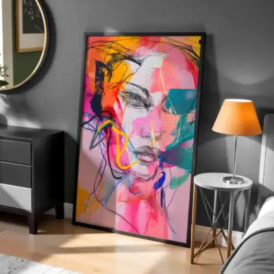 Renkli Kadın Yüzü Dekoratif Tablo