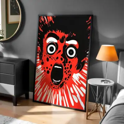 Maximalist İnsan Yüzü Kırmızı Dekoratif Tablo