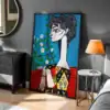 Mavi Kırmızı Figür Detay Dekoratif Tablo