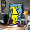 Keith Haring Sarı Renk Kontur Detay Tablo