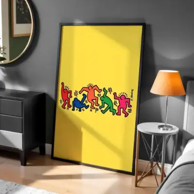 Keith Haring Sarı Renk Dekoratif Tablo