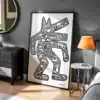 Keith Haring Kontur Detay Beyaz Dekoratif Tablo