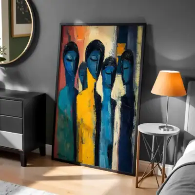4’lü İnsan Figürü Pastel Renkler Tablo