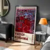 Yayoi Kusama Bordo Renk Göz Detay Tablo