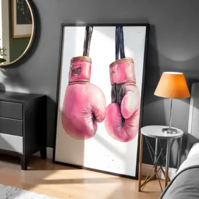 Pembe Boks Eldiveni Dekoratif Tablo