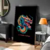 Siyah Legendary Dragon Dekoratif Tablo