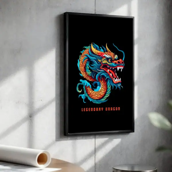 Alternative view of Siyah Legendary Dragon Dekoratif Tablo