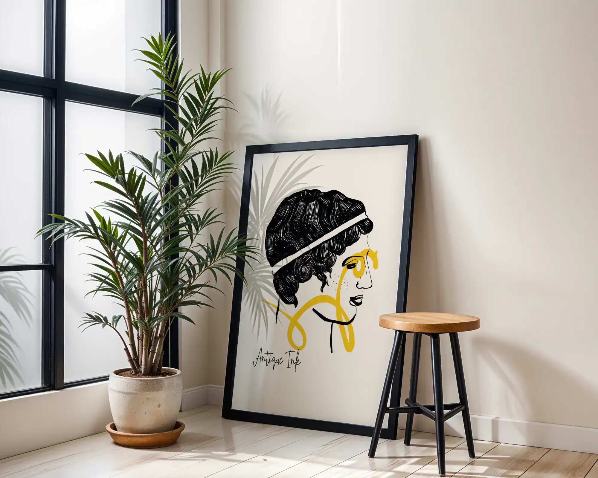 Siyah Sarı Detay Minimal Dekoratif Tablo - Görsel 2