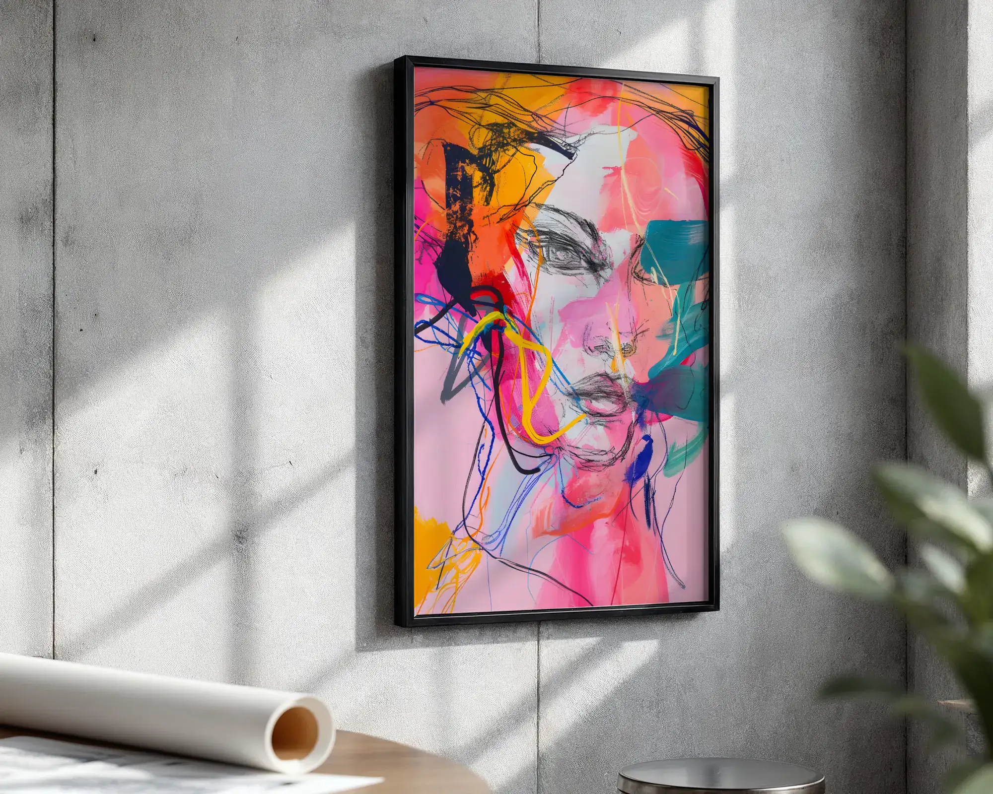 Renkli Kadın Yüzü Dekoratif Tablo - Görsel 3