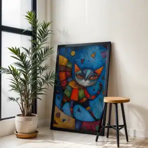 Alternative view of Parçalı Renk Kedi Figürü Dekoratif Tablo