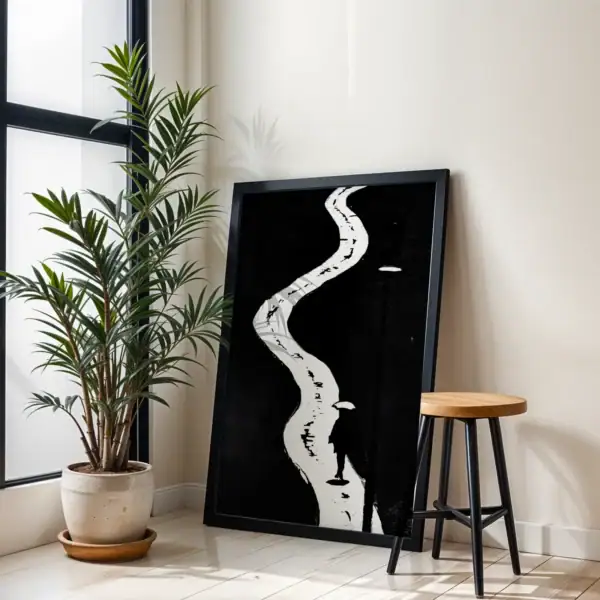 Alternative view of Siyah Beyaz Yol Detay Dekoratif Tablo