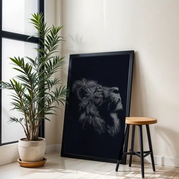 Alternative view of Kontur Detay Aslan Figürü Dekoratif Tablo