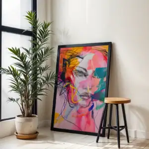 Alternative view of Renkli Kadın Yüzü Dekoratif Tablo