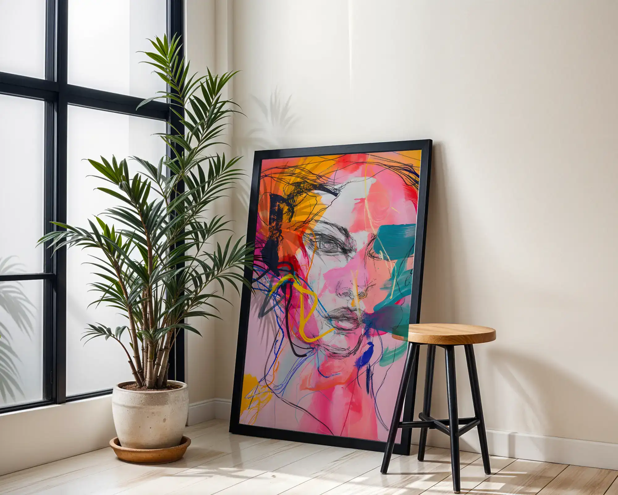 Renkli Kadın Yüzü Dekoratif Tablo - Görsel 2