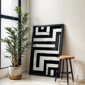 Alternative view of Siyah Beyaz Çizgi Detay Dekoratif Tablo