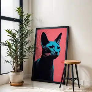 Alternative view of Siyah Kedi Maximalist Dekoratif Tablo