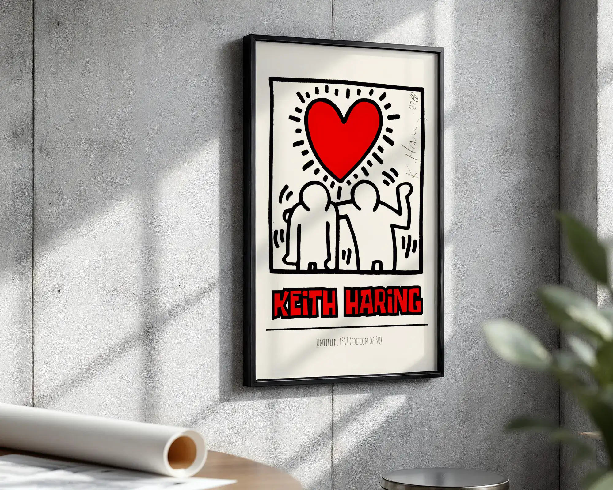 Keith Haring Kırmızı Beyaz Dekoratif Tablo - Görsel 3