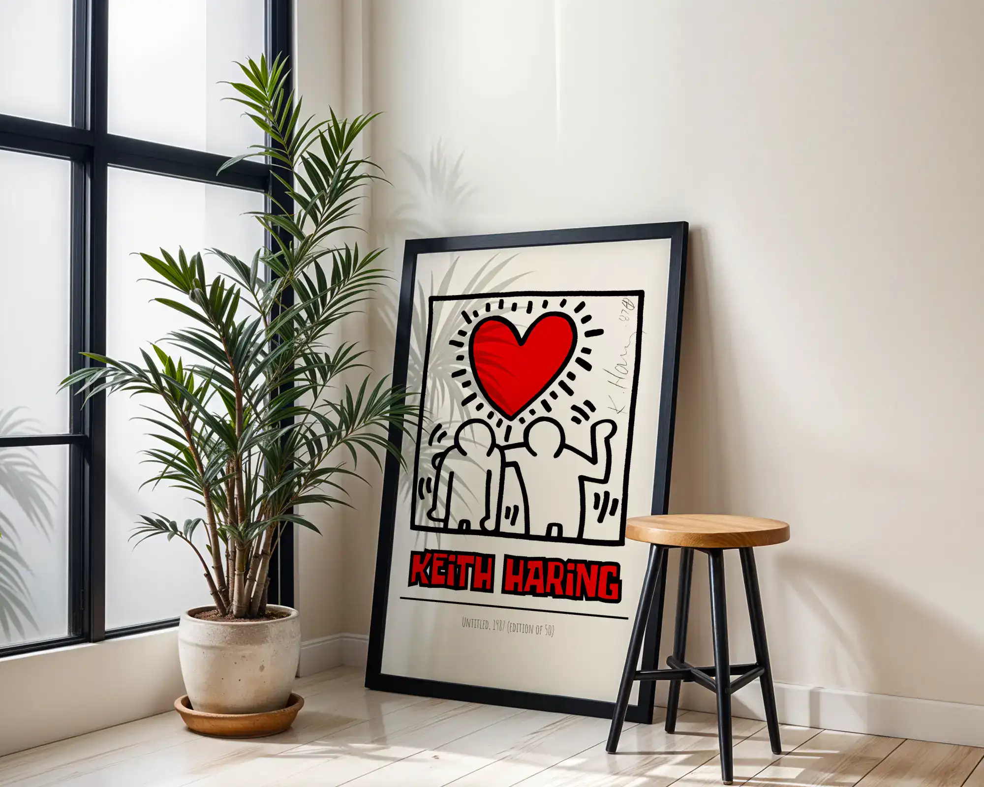 Keith Haring Kırmızı Beyaz Dekoratif Tablo - Görsel 2