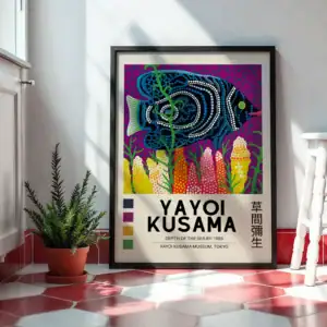 Alternative view of Yayoi Kusama Siyah Balık Figür Tablo