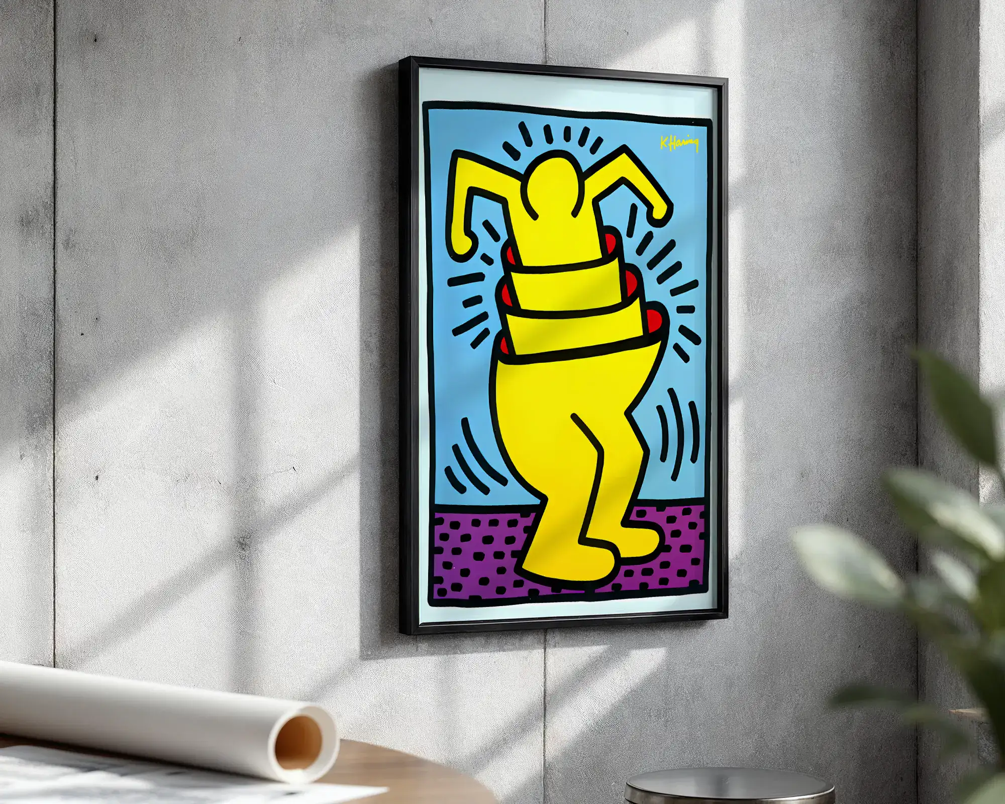 Keith Haring Sarı Renk Kontur Detay Tablo - Görsel 3