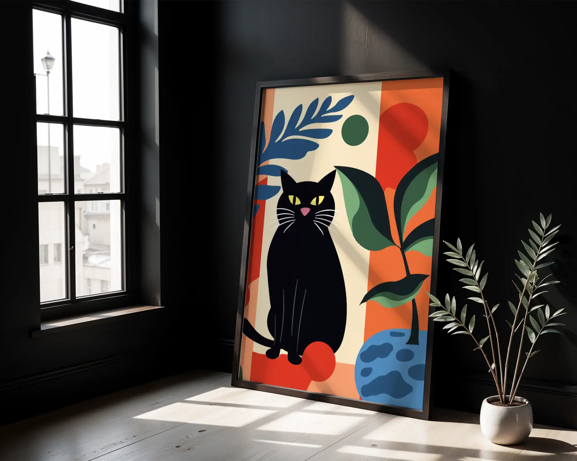 Renkli Tablo Siyah Kedi Detay Dekoratif Tablo - Görsel 4