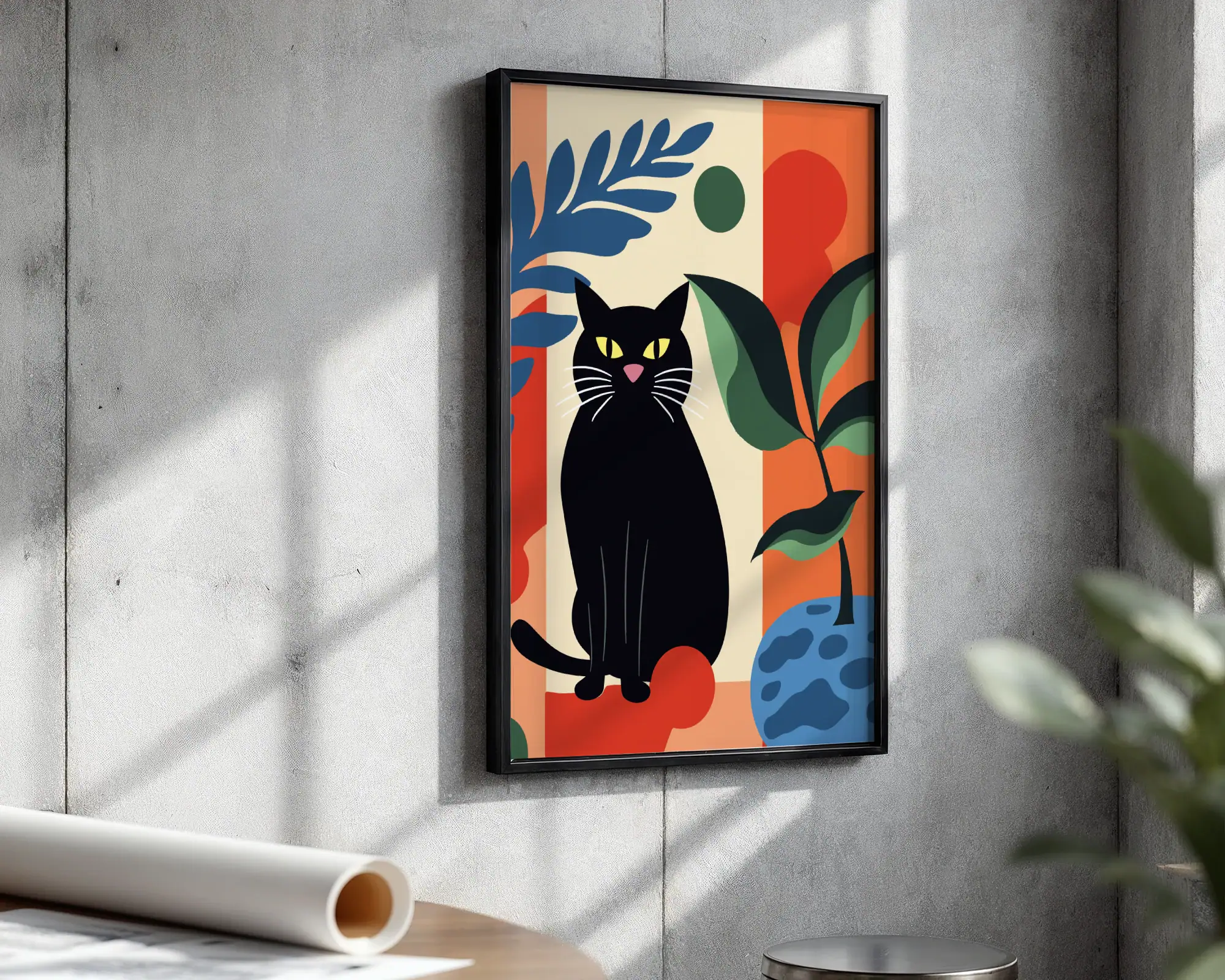 Renkli Tablo Siyah Kedi Detay Dekoratif Tablo - Görsel 3