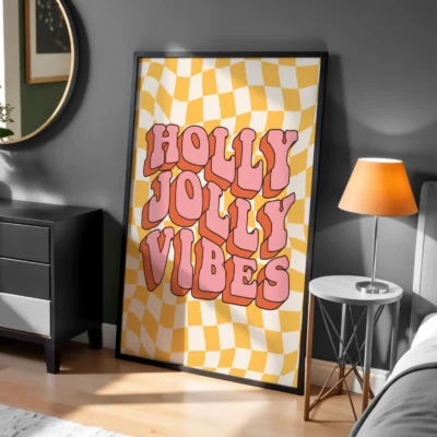 Holly Jolly Vibes Kare Detay Dekoratif Tablo