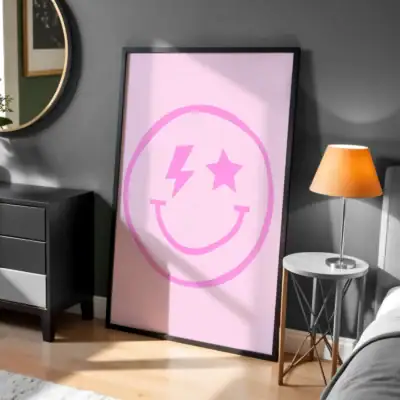 Gülen Emoji Şimşek Detay Dekoratif Tablo