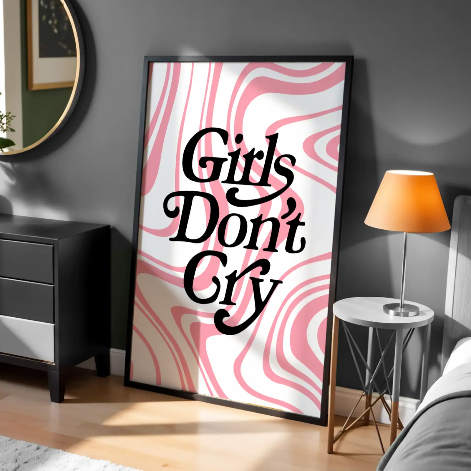 Girls Don’t Cry Pembe Detay Dekoratif Tablo