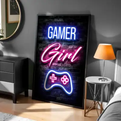 Gamer Girl Dekoratif Tablo