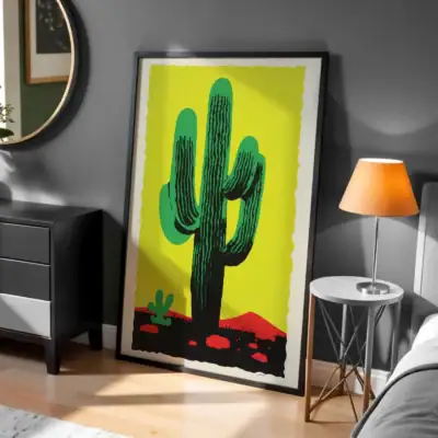 Boho Kaktüs Sarı Background