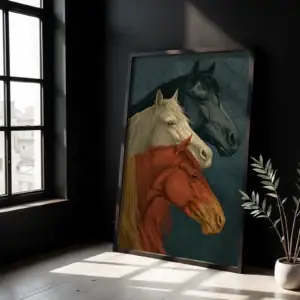 Alternative view of 3’lü At Figürü Dekoratif Tablo