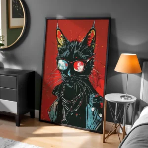 Aykırı Siyah Kedi Tablo