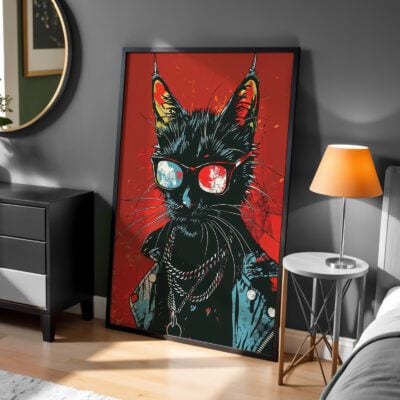 Aykırı Siyah Kedi Tablo