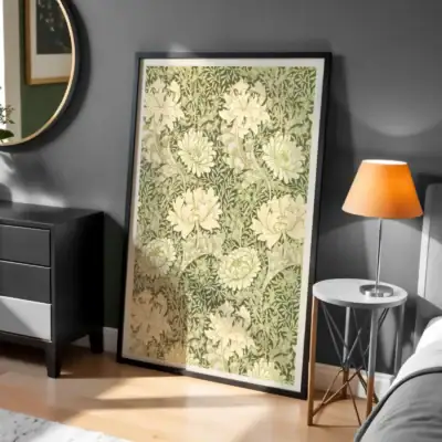 Açık Yeşil Çiçek Deseni Modern Şıklık Dekoratif Tablo