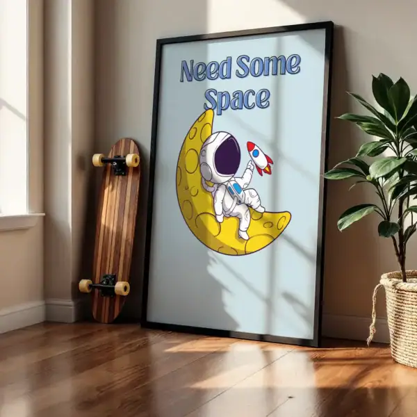 Alternative view of Astronot Ayda Uzayda Gezinme Dekoratif Tablo