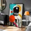 Astronot ve Renkli Geometri Dekoratif Tablo