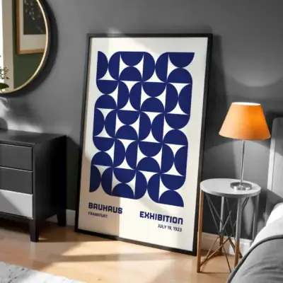 Bauhaus Sergisi 1923 Mavi Tonlarında Modern Sanat Dekoratif Tablo